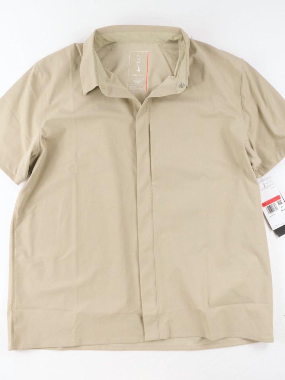 Nike 24.7 Dri-FIT Perfect Stretch Men’s L Snap Button Shirt Khaki HQ6958-253 $85